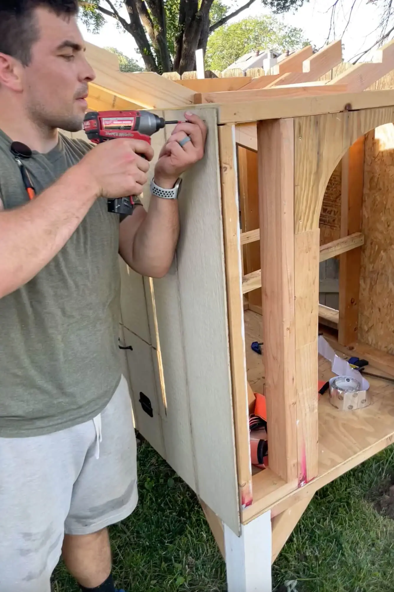 Adding siding to our backyard chicken coop